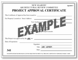 New Seabury permit certificate